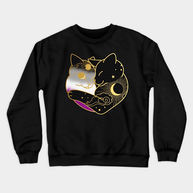 Asexual Celestial Cat Heart Crewneck Sweatshirt by Psitta